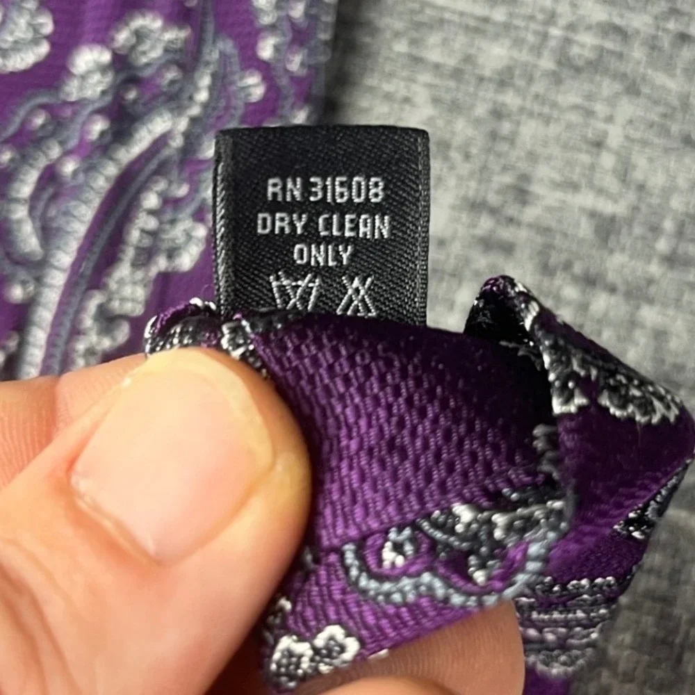 Jos. A. Bank Signature Collection Purple Paisley 100% Silk Hand Made Necktie